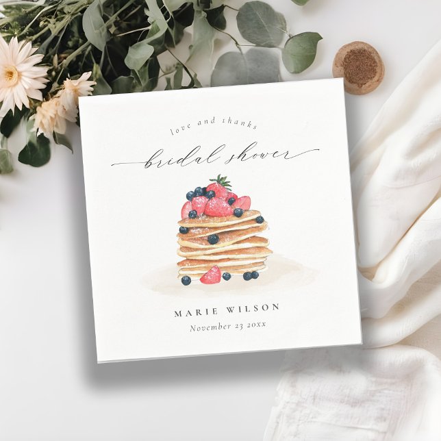 Rustic Cute Fruit Pancake Watercolor Bridal Shower Napkin (Creator Uploaded)