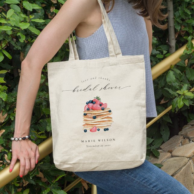 Rustic Cute Fruit Pancake Watercolor Bridal Shower Tote Bag (Creator Uploaded)