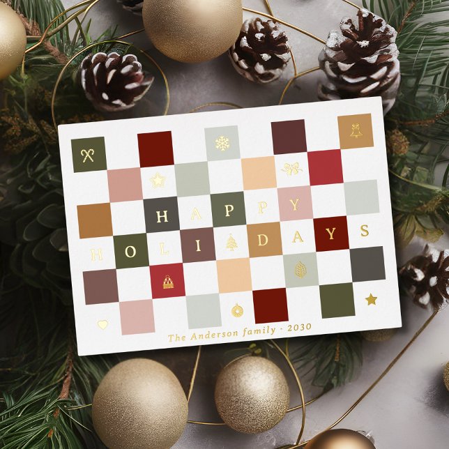 Rustic Cute Happy Holidays Christmas Chequered (Creator Uploaded)