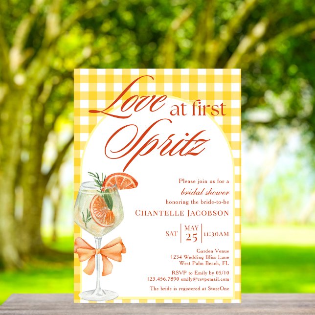 Rustic Cute Love At First Spritz Bridal Shower  Invitation (Creator Uploaded)