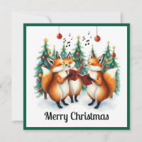 Rustic Cute Nice Fox Winter Pine Trees Caroling