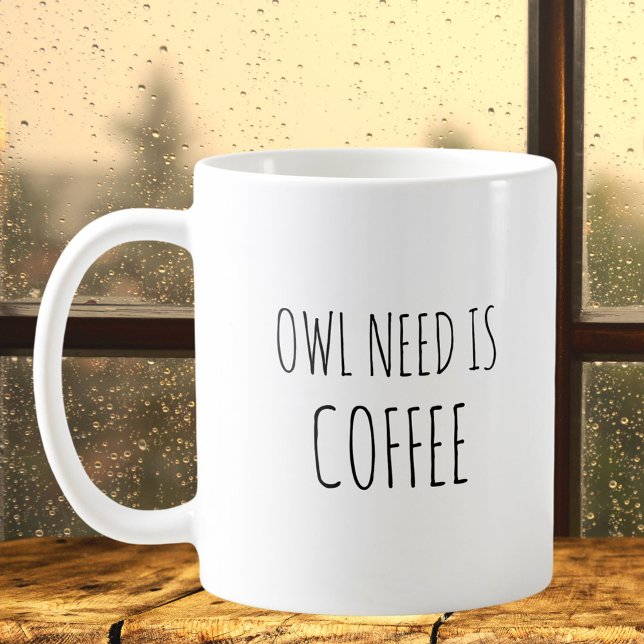 Rustic Cute Owl Animal Pun Jokes Funny Quote Coffee Mug (In situ)