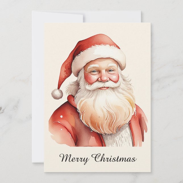 Rustic Cute Retro Classic Santa Claus Holiday Card (Front)