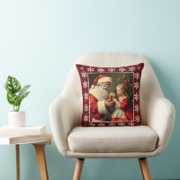 Rustic Cute Vintage Snowflakes Santa Claus Winter