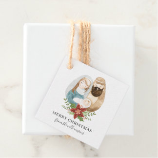 Rustic Cute Watercolor Nativity Christmas | Name Favour Tags
