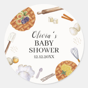 Rustic Cutie Baking Pie Baby Shower Classic Round Sticker
