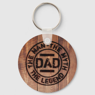 Rustic Dad The Man Myth Legend Wood Pyrography Key Ring