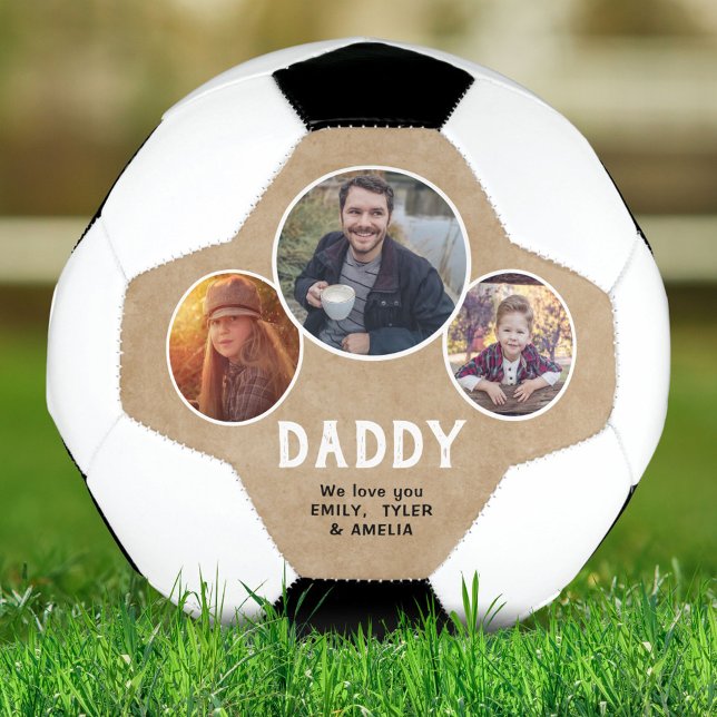 Rustic Daddy we love you 3 Photos Father`s Day Soccer Ball (Creator Uploaded)
