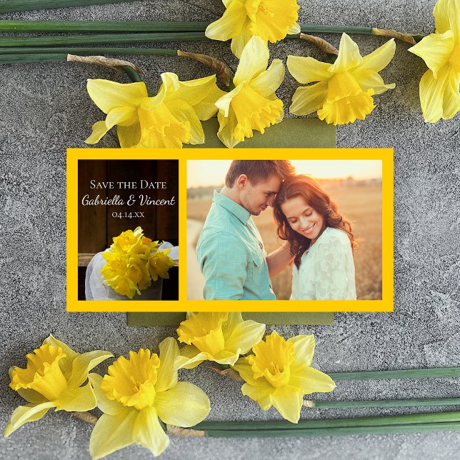 Rustic Daffodils Barn Wood Wedding Save the Date (Creator Uploaded)