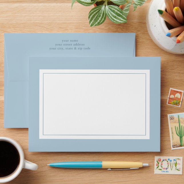 Rustic Daisies & Blue Floral Bridal Shower Envelope (Desk)