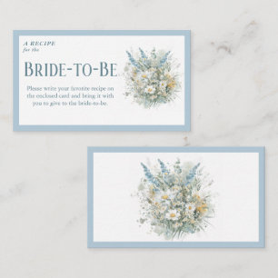 Rustic Daisies & Blue Floral Shower Recipe Request Enclosure Card