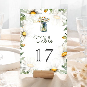 Rustic Daisies Floral Mason Jar Wedding Table Number