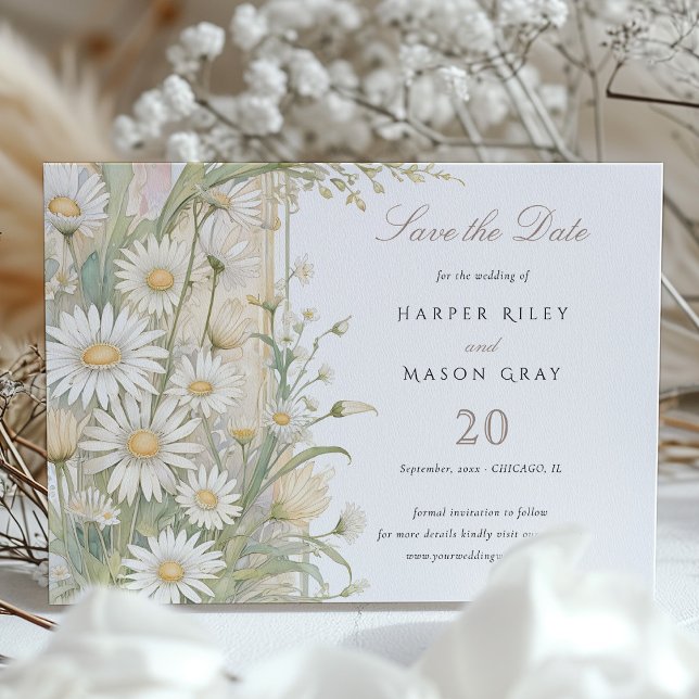 Rustic Daisies Save the Date Wedding Invitation (Creator Uploaded)