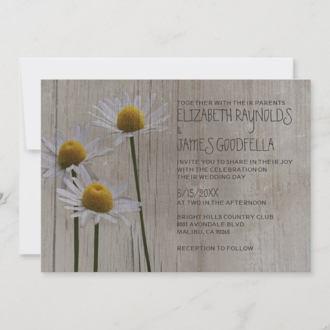 Rustic Daisies Wedding Invitations (Front)