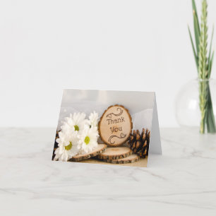 Rustic Daisies Woodland Wedding Thank You Card
