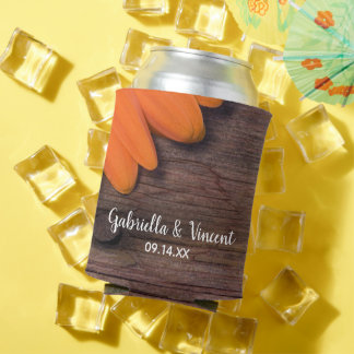 Rustic Daisy and Barn Wood Country Wedding Favours Can Cooler
