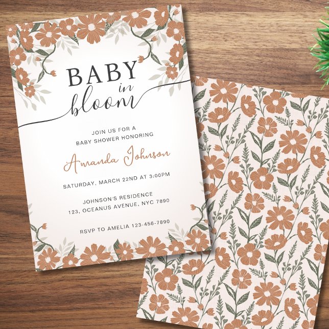 Rustic Daisy Baby in Bloom Shower Gender Neutral  Invitation (Creator Uploaded)
