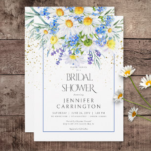 Rustic Daisy & Field Flowers Bouquet Bridal Shower Invitation