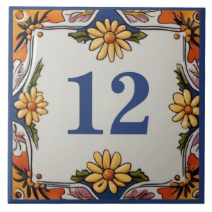 Rustic Daisy Flower Custom House Number Sign Plate Tile