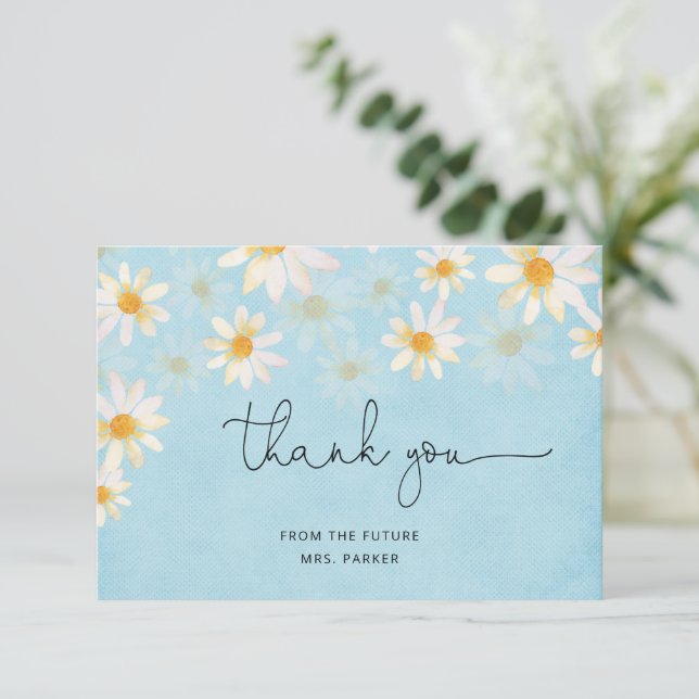Rustic Daisy Flower Thank You Note Card (Standing Front)