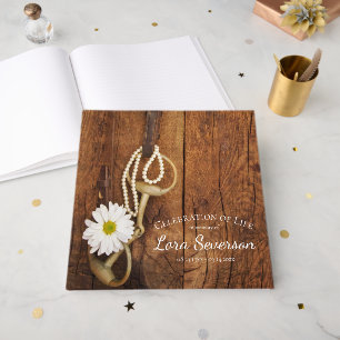Rustic Daisy Horse Bit Celebration of Life  Guest Book