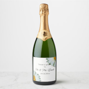Rustic Daisy Summer Wedding Sparkling Wine Label