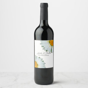 Rustic Daisy Summer Wedding Wine Label