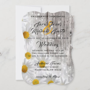 rustic daisy wedding invite