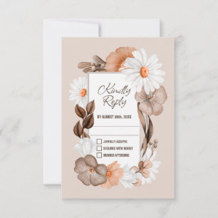 Rustic Daisy Wedding RSVP Card