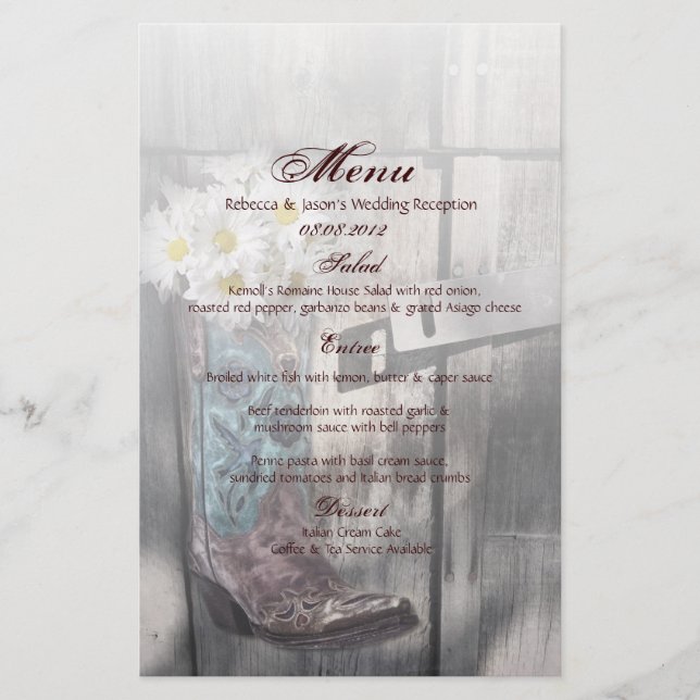 rustic daisy western country cowboy wedding (Front)