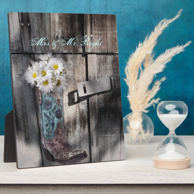 rustic daisy western country cowboy wedding plaque (Side)