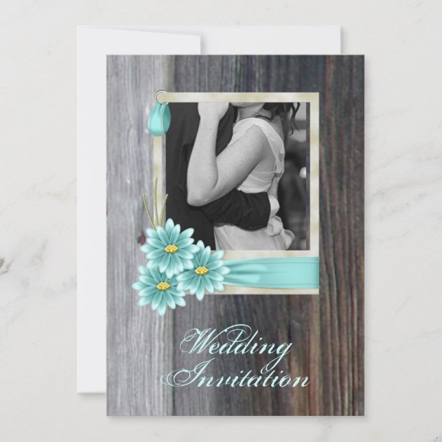 rustic daisy western country wedding invitation (Front)