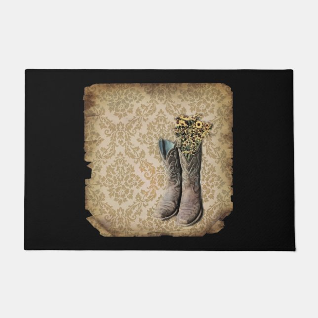 rustic damask western country cowboy doormat (Front)