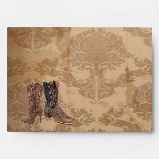 rustic damask Western Cowboy wedding Envelope (Front)