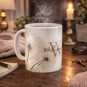 Rustic Dandelions Monogram Coffee Mug