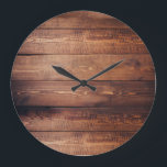 Rustic dark barn wood pattern country large clock<br><div class="desc">Rustic dark wood planks pattern country wall clock.</div>