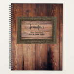 Rustic dark barn wood trendy personalised planner<br><div class="desc">Rustic dark wood patterned planner.
You can personalise it and add your own name and text at the front.</div>
