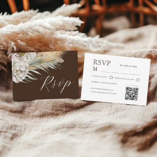 Rustic Dark Brown Watercolor Floral RSVP Card