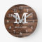 Rustic Dark Brown Wood Family Name Monogrammed