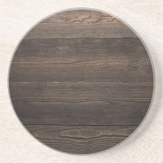 Rustic Dark brown WOOD LOOK texture Coaster (Front)