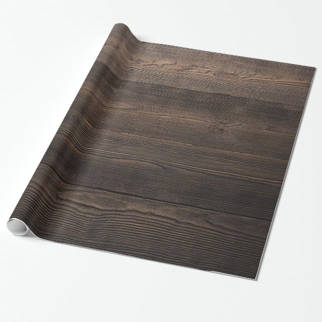 Rustic Dark brown WOOD LOOK texture Wrapping Paper (Unrolled)
