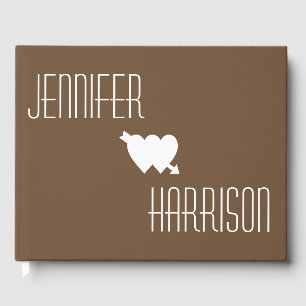 Rustic Dark Brown Wood Wooden Fence Country Style Guest Book