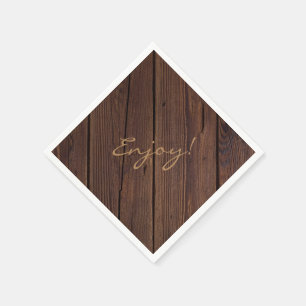 Rustic Dark Brown Wood Wooden Fence Country Style Napkin