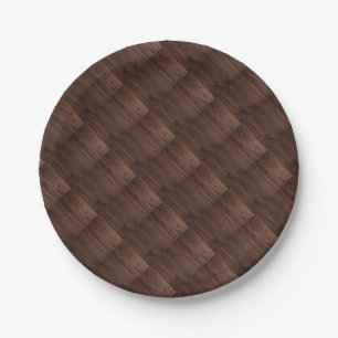 Rustic Dark Brown Wood Wooden Fence Country Style Paper Plate