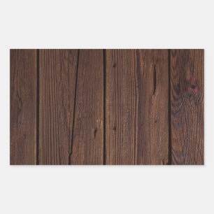 Rustic Dark Brown Wood Wooden Fence Country Style Rectangular Sticker