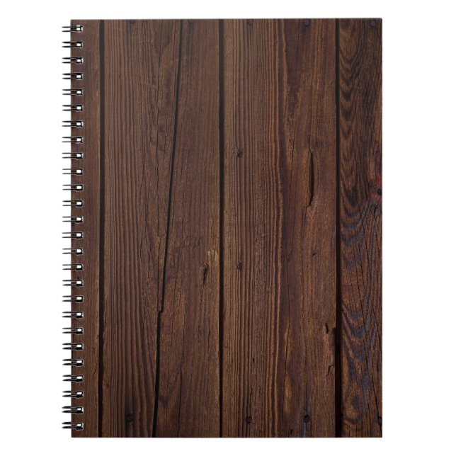 Rustic Dark Brown Wood Wooden Fence Country Style Spiral Notebook (Front)