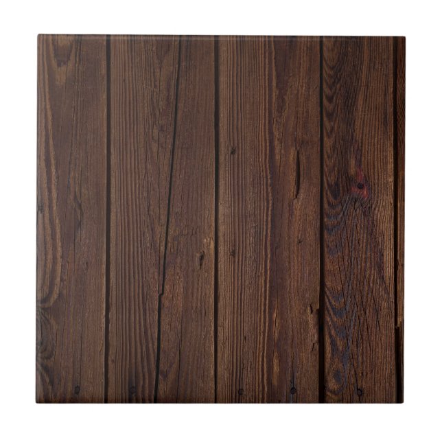 Rustic Dark Brown Wood Wooden Fence Country Style Tile (Front)