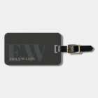 Rustic Dark Dusky Green Black Monogram Address