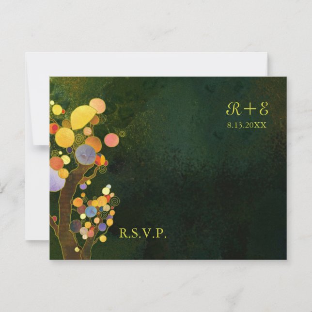 Rustic Dark Green Wedding RSVP Card (Front)