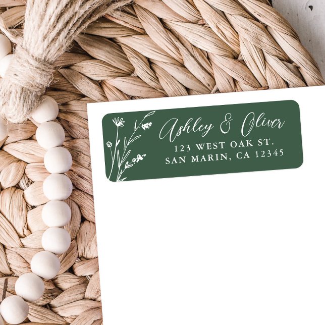 Rustic Dark Green Wildflower Wedding Address (Creator Uploaded)